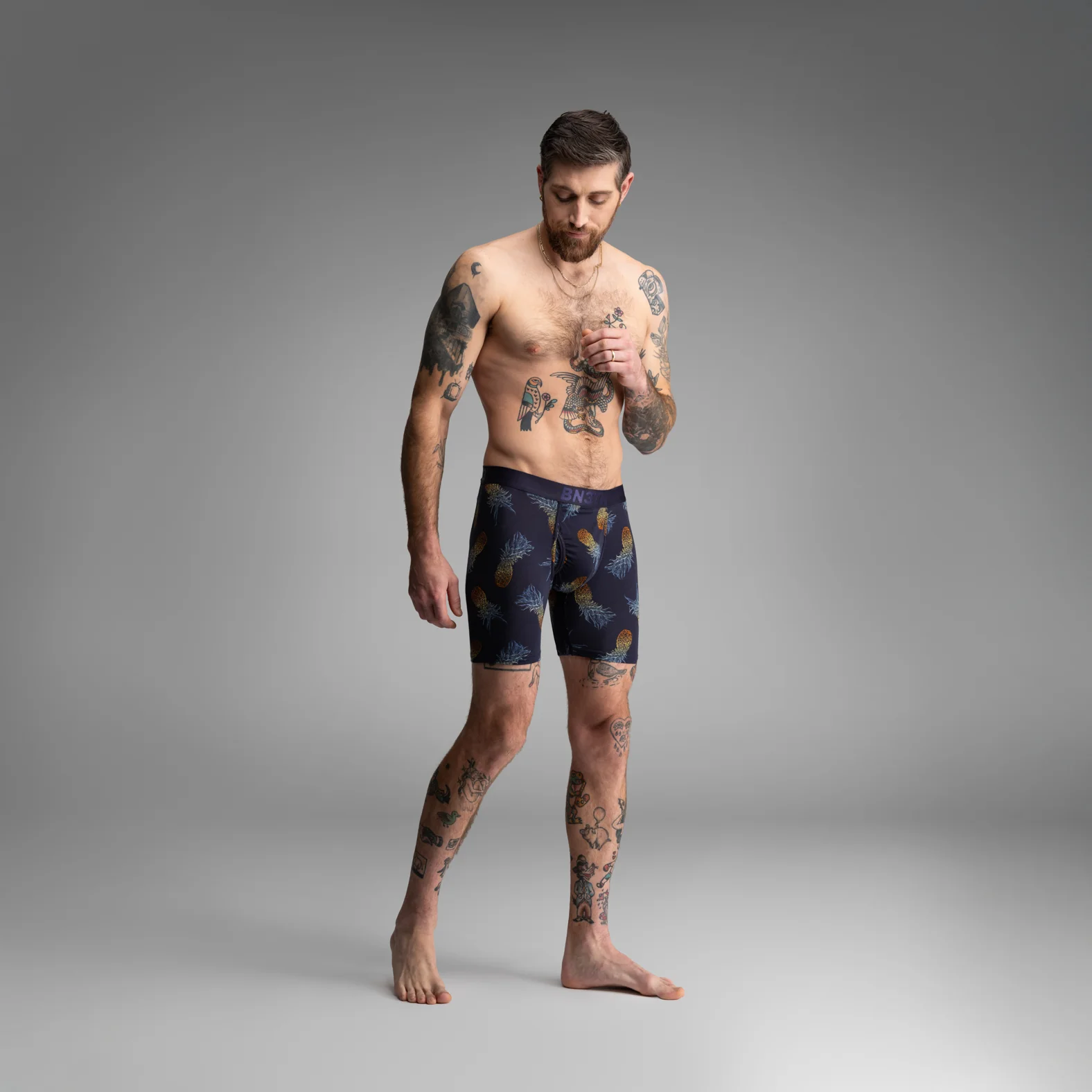 Classic Icon Boxer Brief With Fly: Pineapple Ombre - Dark Navy - Image 4