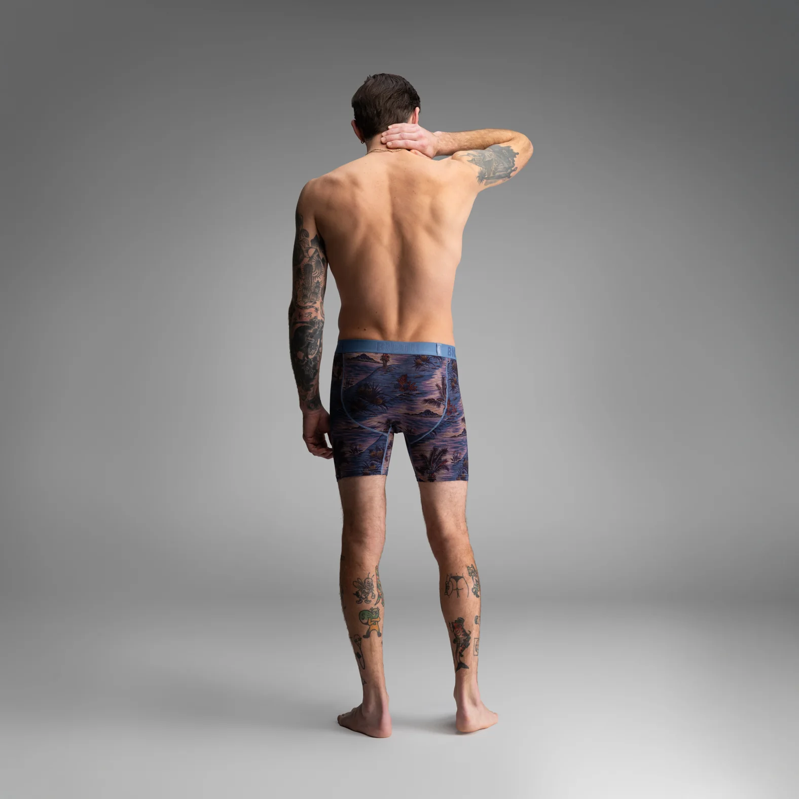 Classic Icon Boxer Brief With Fly: Vintage Tropics Heather Fog - Image 5