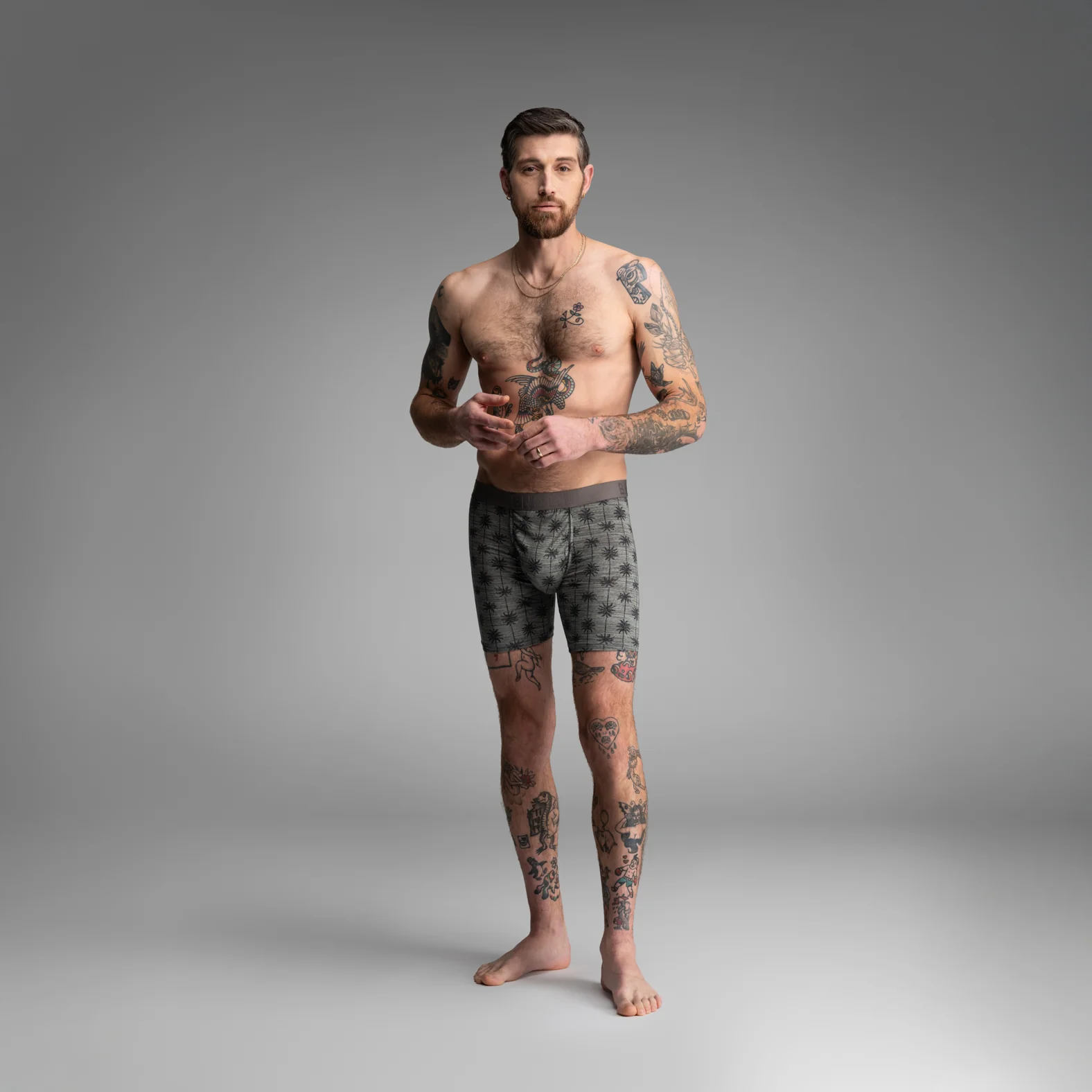 Classic Boxer Brief : Palm Stripe - Jadeite Green - Image 2