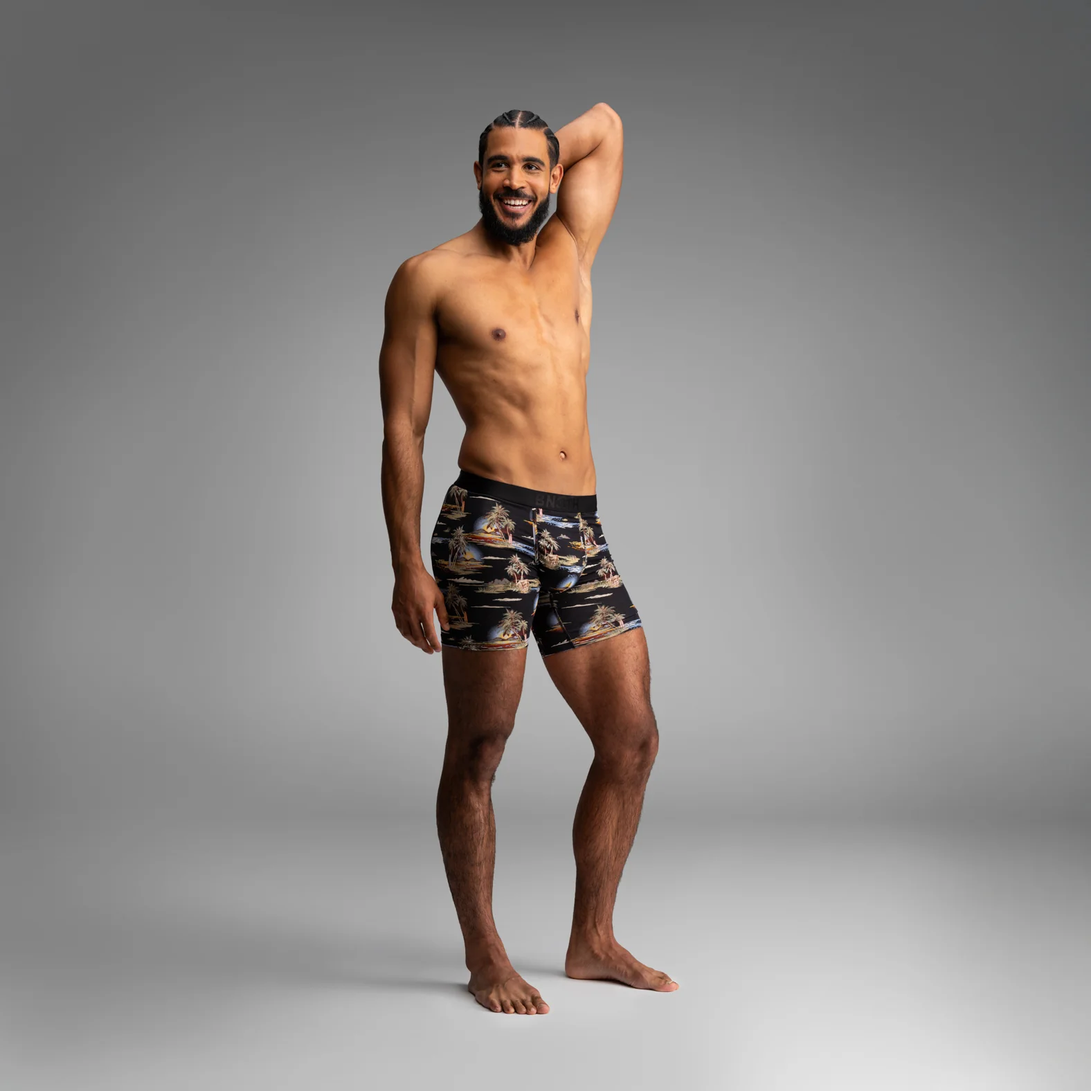 Classic Icon Boxer Brief: Tropical Landscape - Black - Image 5