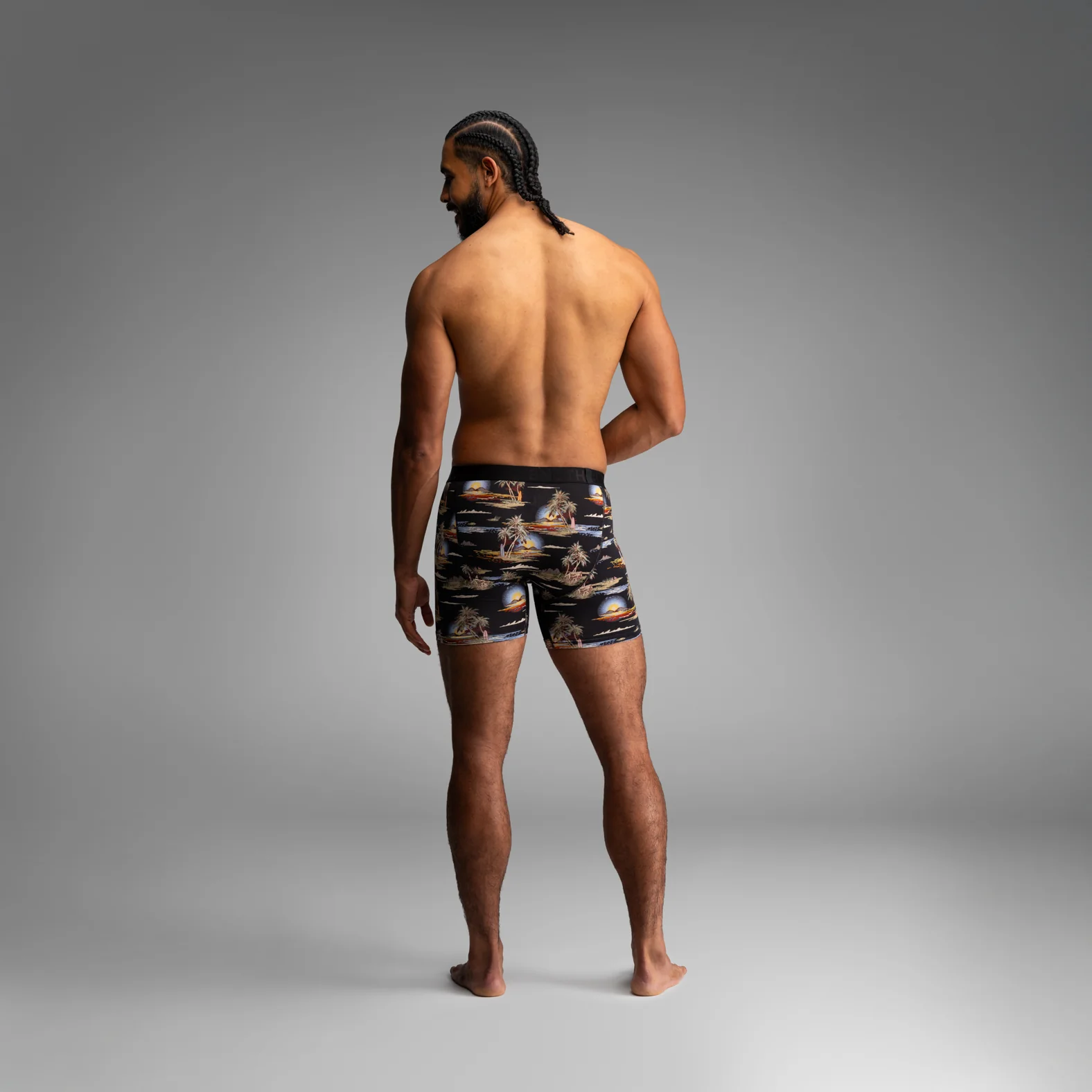 Classic Icon Boxer Brief: Tropical Landscape - Black - Image 6