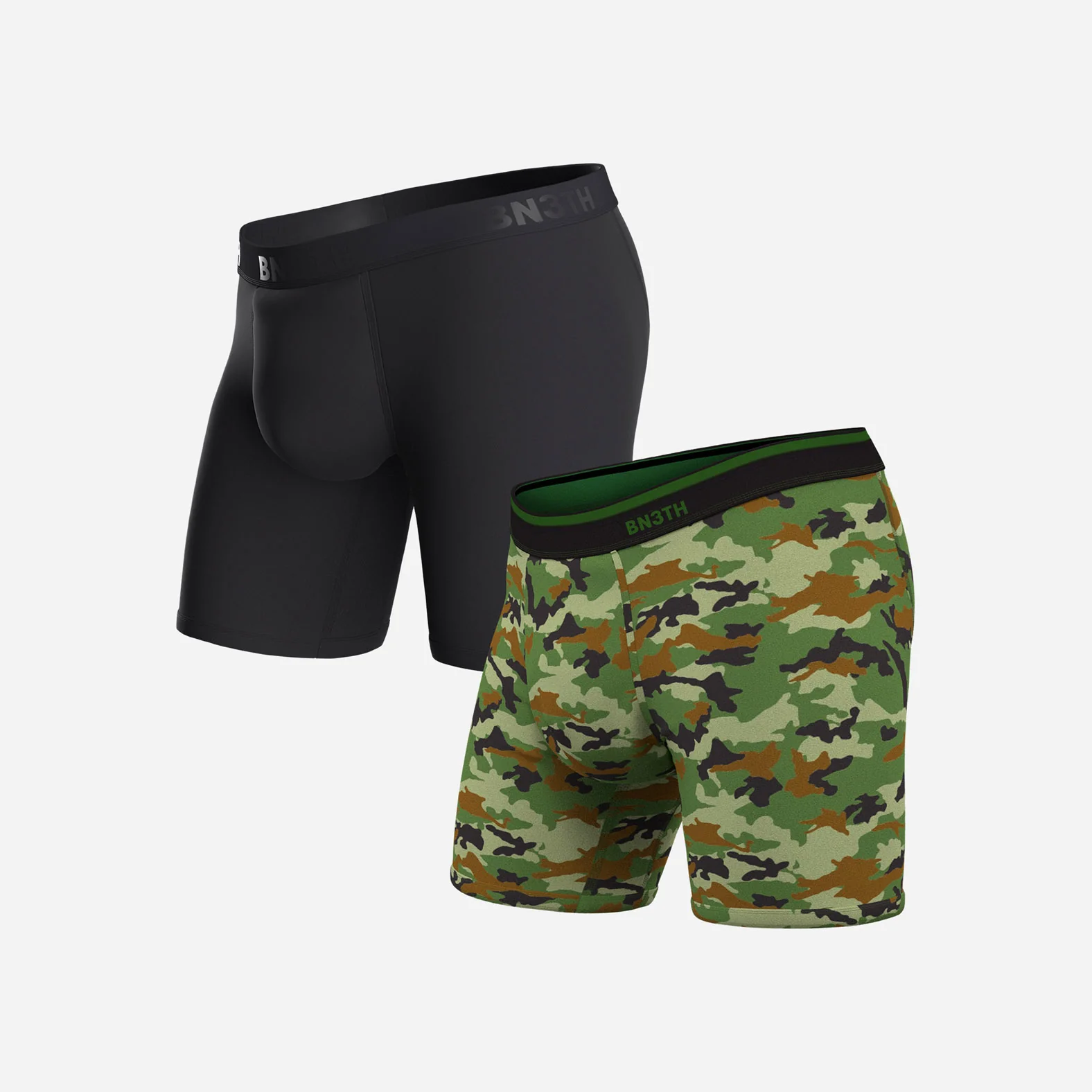 Classic Icon Boxer Brief: Black/Camo Green 2 Pack