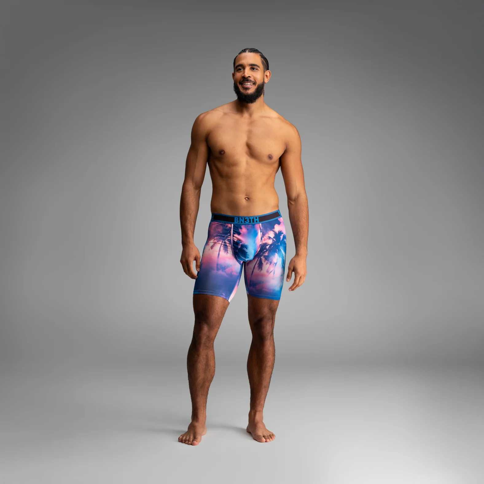 Pro Flex Max Boxer Brief: Smokey Palms-Blue Lolite - Image 2