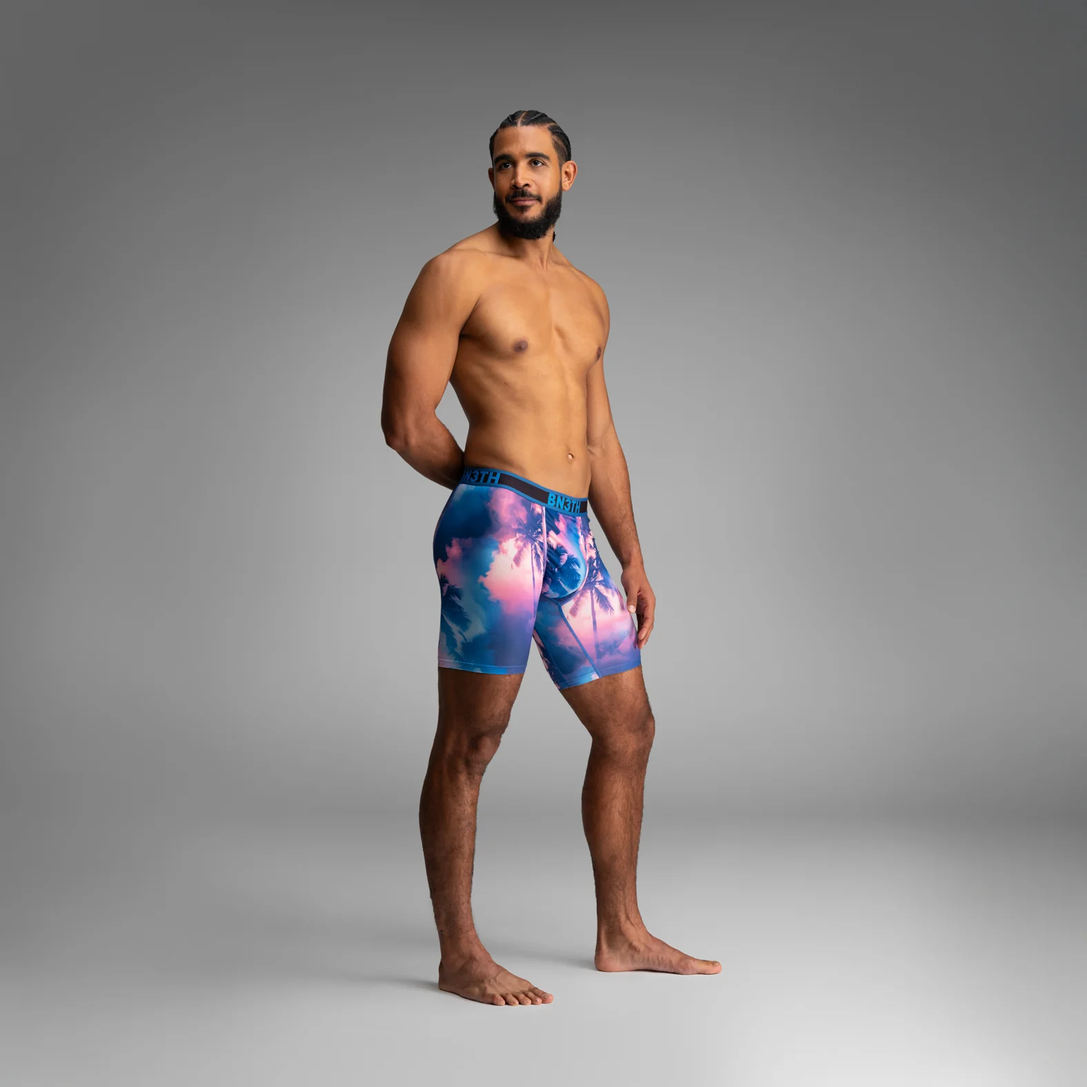 Pro Flex Max Boxer Brief: Smokey Palms-Blue Lolite - Image 5