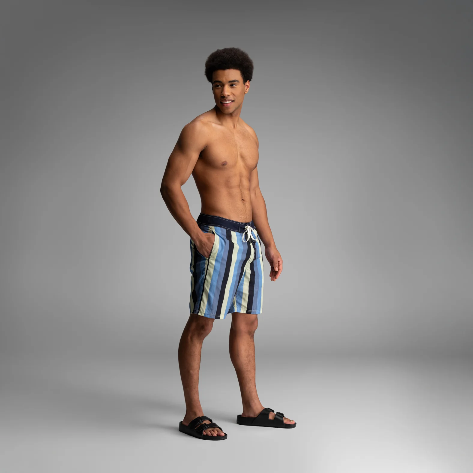 Riptide 2N1 Boardshort : Wide Stripe - Fog - Image 5